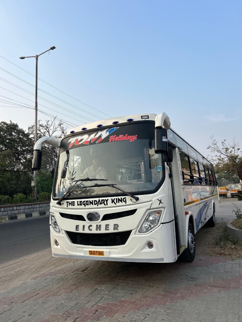 A photo of an Eicher 32 Seater Bus - White AC/Non-AC bus.