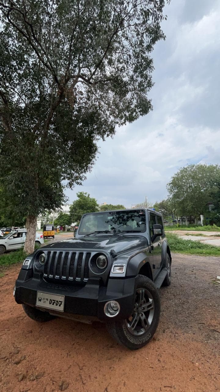 A photo of a Mahindra Thar 2025 - Black off-roader.